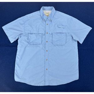 L.L. Bean Shirt Mens L Reg Blue Short Sleeve Button Down Fishing Vented Pockets